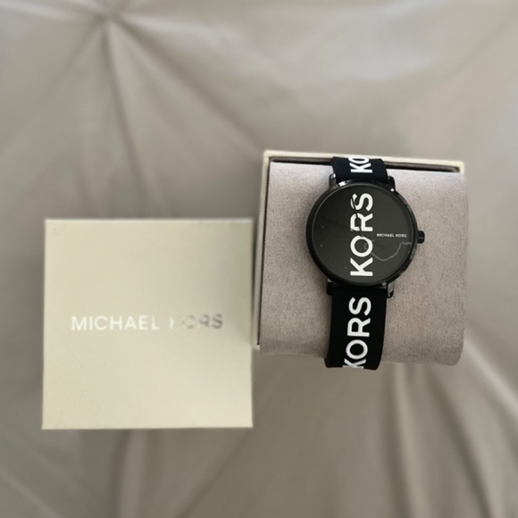 Michael Kors Black and White silicone watch main image 5
